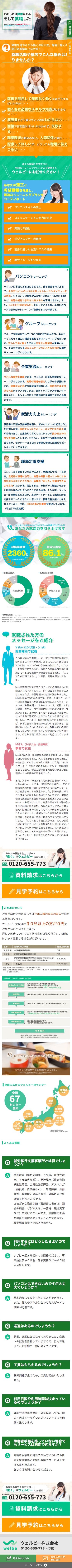 障害者就職支援のウェルビーのスクリーンショット（SP）