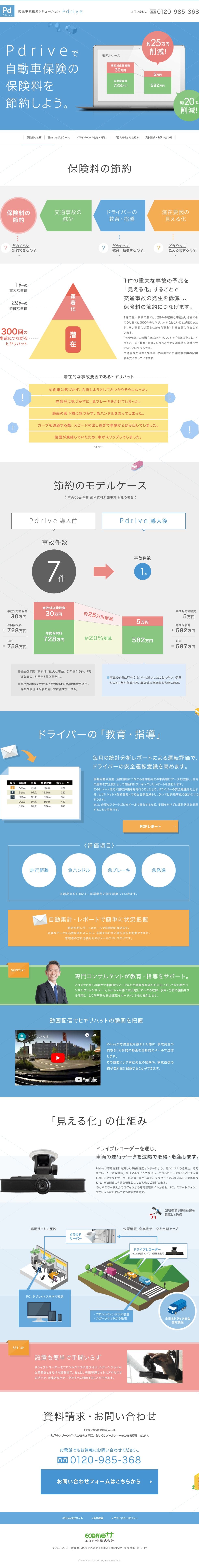 交通事故削減ソリューションPdriveのスクリーンショット（SP）