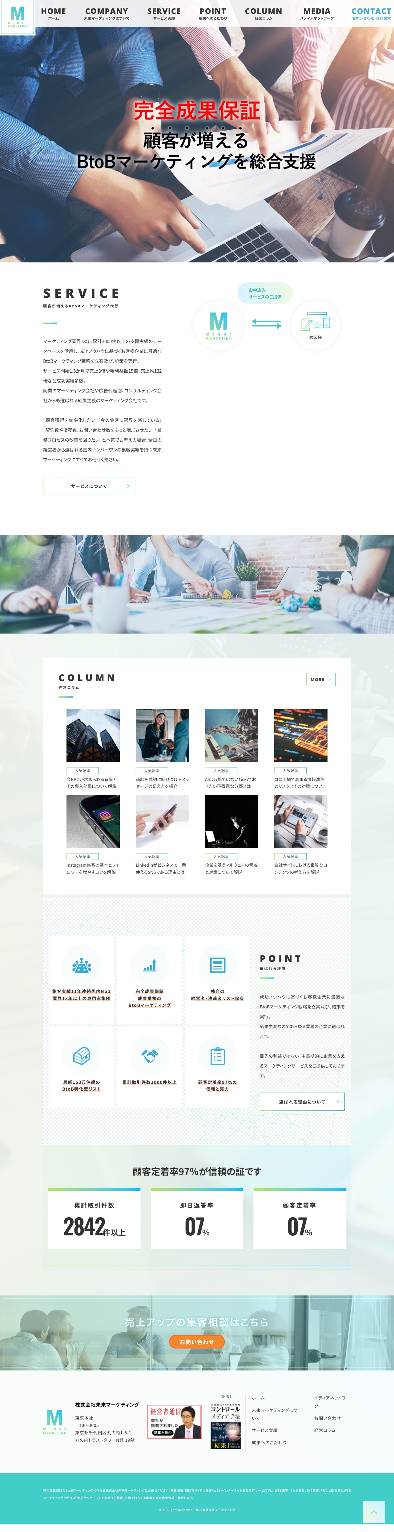 未来マーケティング｜完全成果保証のBtoBマーケティング代行のスクリーンショット（PC）